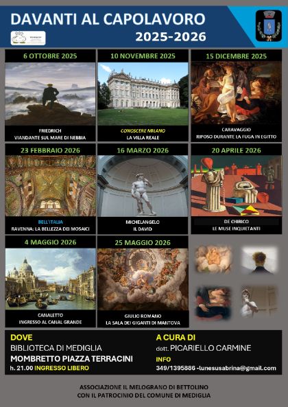 🎨 Rassegna culturale “Davanti al Capolavoro” 2025-2026 🎨 Rassegna culturale “Davanti al Capolavoro” 2025-2026